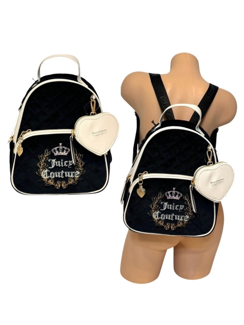 Juicy Couture Royal Couture Quilted Backpack Liquorice Crystal Shoulder Bag